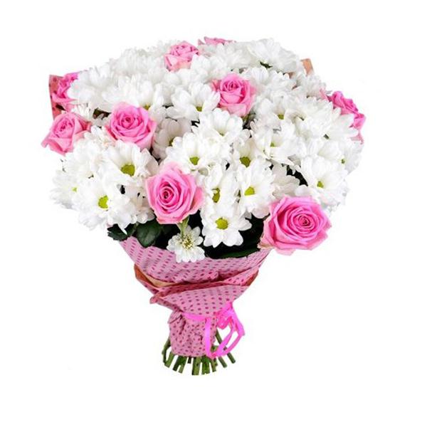 9 Pink Rose and Chrysanthemum